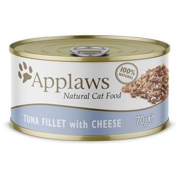 APPLAWS, File Ton și Brânză, conservă hrană umedă pisici, (în supă), 156g