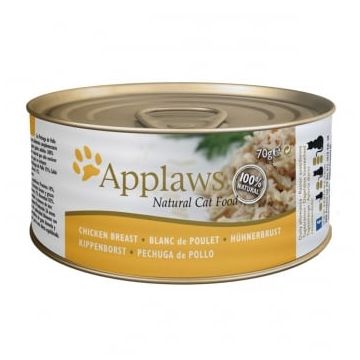APPLAWS, Piept Pui, conservă hrană umedă pisici, (în supă), 156g