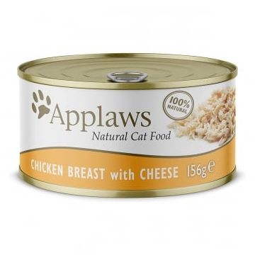 APPLAWS, Piept Pui și Brânză, conservă hrană umedă pisici, (în supă), 156g