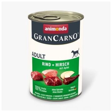 GRANCARNO Vită, XS-M, Căprioară și Măr, conservă hrană umedă fără cereale câini, (în aspic), 400g