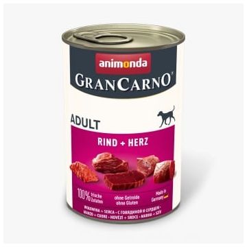 GRANCARNO, XS-M, Vită și Inimă, conservă hrană umedă fără cereale câini, (în aspic), 400g