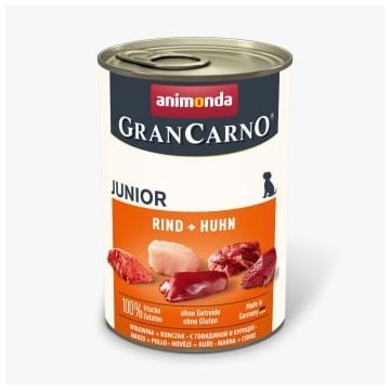 GRANCARNO, XS-M, Vită și Pui, conservă hrană umedă fără cereale câini junior, (în aspic), 400g
