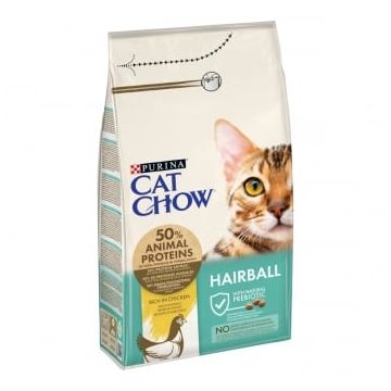 PURINA Cat Chow Hairball Control, Pui, hrană uscată pentru pisici, limitarea ghemurilor de blană, 1.5kg