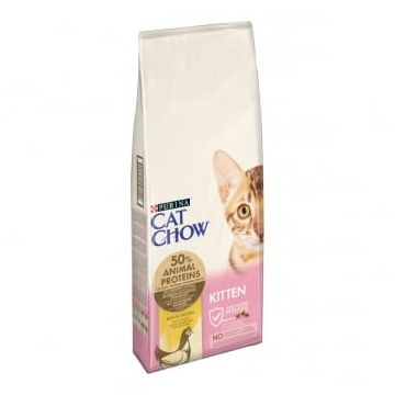 PURINA Cat Chow Kitten, Pui, hrană uscată pentru pisici junior, 15kg
