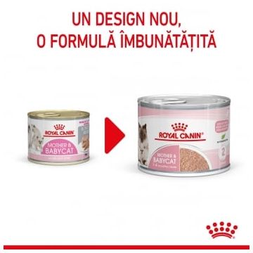 ROYAL CANIN Mother & BabyCat, conservă hrană umedă pisici, mama și puiul, (pate fin), 195g
