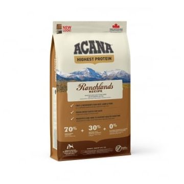 ACANA Highest Protein Ranchlands, hrană uscată fără cereale câini, 11.4kg