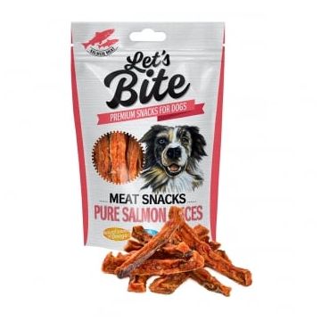 BRIT Let's Bite Meat Snacks Salmon Slices, Somon, recompense monoproteice fără cereale câini, fâșii de carne, 80g