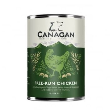 CANAGAN Free-Run Chicken, XS-XL, Pui, conservă hrană umedă fără cereale câini junior & adult, (în supă), 400g