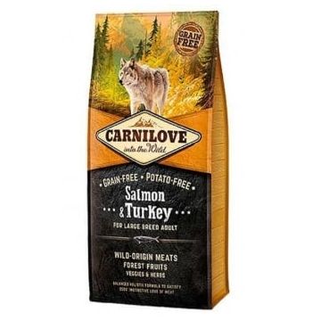 CARNILOVE Adult L-XL, Somon și Curcan, hrană uscată fără cereale câini, 12kg