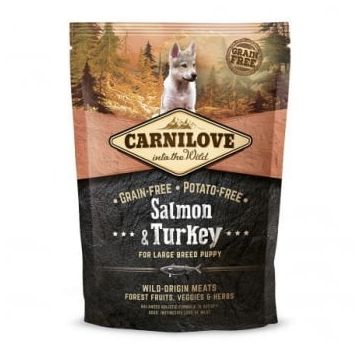 CARNILOVE Junior L-XL, Somon și Curcan, hrană uscată fără cereale câini junior, 1.5kg