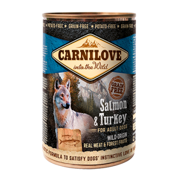 CARNILOVE, Somon și Curcan, conservă hrană umedă fără cereale câini, (în aspic), 400g