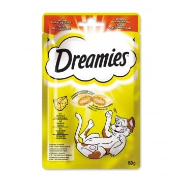 DREAMIES, recompense pisici, pernuțe umplute cu brânză, 60g