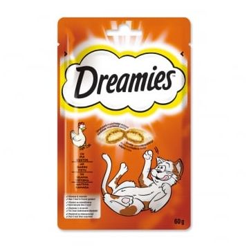 DREAMIES, recompense pisici, pernuțe umplute cu pui, 60g