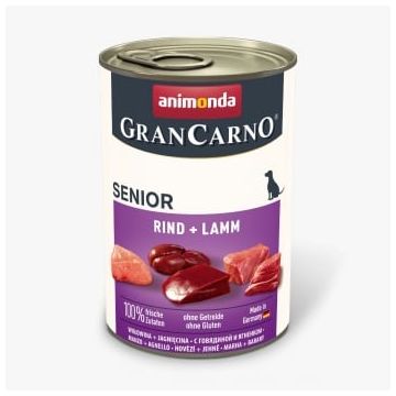 GRANCARNO, XS-M, Vită și Miel, conservă hrană umedă fără cereale câini senior, (în aspic), 400g