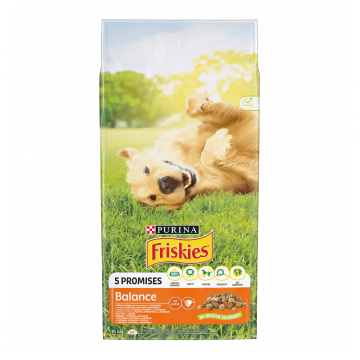 PURINA Friskies Adult Balance, Pui cu Legume, hrană uscată câini, 15kg