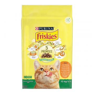 PURINA Friskies Adult Indoor, Pui cu Legume, hrană uscată pisici de interior, 10kg