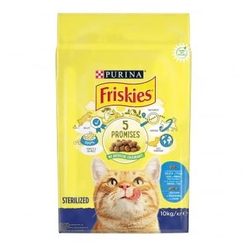 PURINA Friskies Adult Sterilised, Somon cu Legume, hrană uscată pisici sterilizate, 10kg