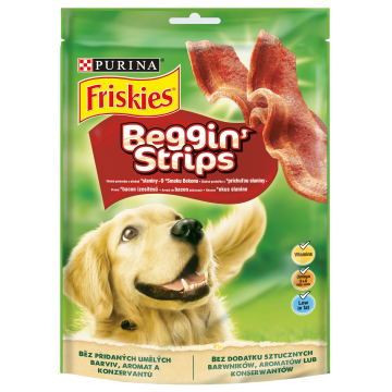PURINA Friskies Beggin' Strips, Vită, recompense câini, fâșii, 120g