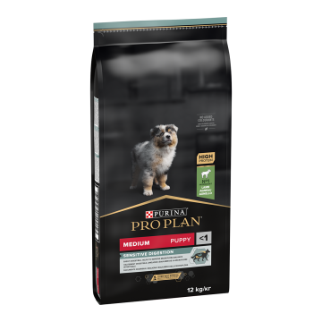 PURINA Pro Plan Sensitive Digestion Puppy M, Miel, hrană uscată câini junior, sensibilități digestive, 12kg