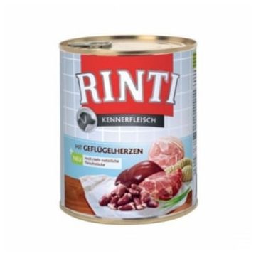 RINTI, XS-XL, Inimi de Pui, conservă hrană umedă fără cereale câini, (în suc propriu), 800g
