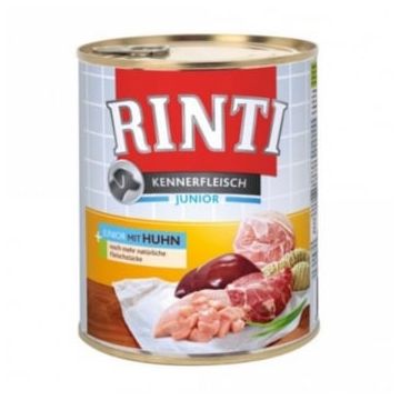 RINTI, XS-XL, Pui, conservă hrană umedă fără cereale câini, (în suc propriu), 800g