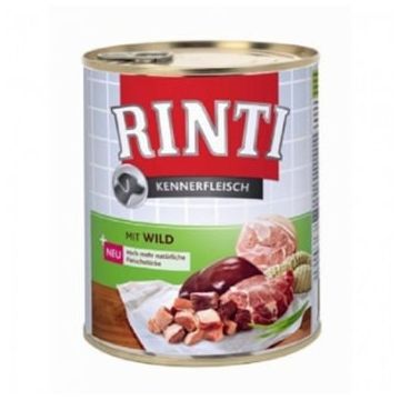 RINTI, XS-XL, Vânat, conservă hrană umedă fără cereale câini, (în suc propriu), 800g