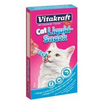 Snack Vitakraft Cat Liquid Somon si Omega 3, 6x15 g