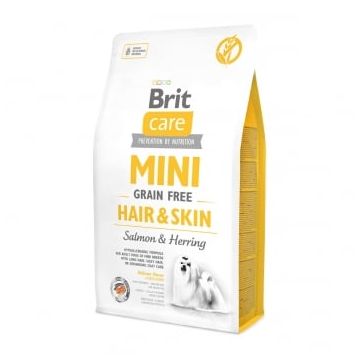BRIT Care Mini Hair & Skin Adult, XS-S, Somon, hrană uscată fără cereale câini, piele și blană, 2kg