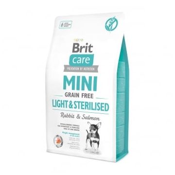 BRIT Care Mini Light & Sterilised, XS-S, Iepure, hrană uscată fără cereale câini sterilizați, 2Kg