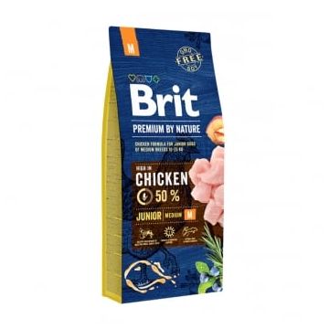 BRIT Premium By Nature Junior Medium Breed, M, Pui, hrană uscată câini junior, 15kg