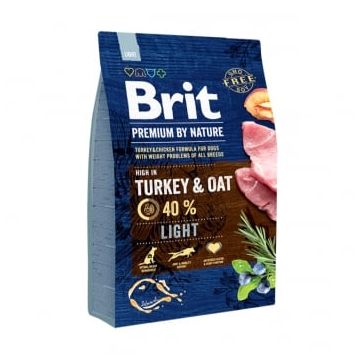 BRIT Premium By Nature Light, Curcan cu Ovăz, hrană uscată câini, managementul greutății, 3kg