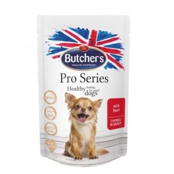 BUTCHER'S Pro Series, XS-S, Vită, plic hrană umedă fără cereale câini, apetit capricios, (în aspic), 100g