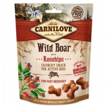 CARNILOVE Crunchy Snack, Mistreț cu Măceșe, recompense funcționale fără cereale câini, convalescență, 200g