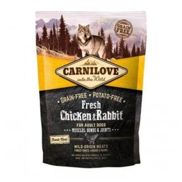 CARNILOVE Fresh Muscles, Bones & Joints S-XL, Pui și Iepure, hrană uscată fără cereale câini, sensibilitați articulare, 1.5kg