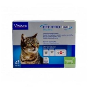 EFFIPRO Duo CT, deparazitare externă pisici, pipetă repelentă(1 - 6kg), 4buc
