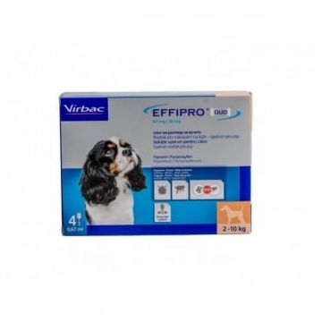 EFFIPRO Duo SD, deparazitare externă câini, pipetă repelentă, XS-S(2 - 10kg), 4buc