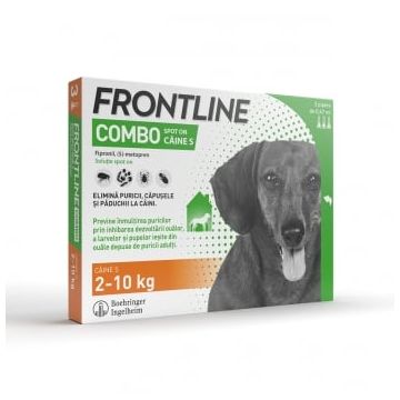 FRONTLINE Combo, spot-on, soluție antiparazitară, câini 2-10kg, 3 pipete
