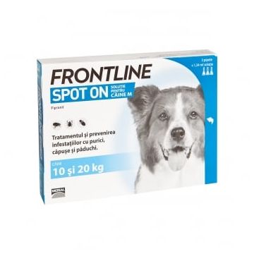 FRONTLINE Spot-On, soluție antiparazitară, câini 10-20kg, 3 pipete