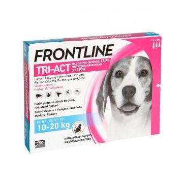 FRONTLINE Tri-Act, spot-on, soluție antiparazitară, câini 10-20kg, 3 pipete