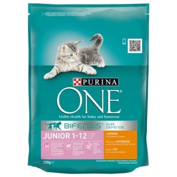PURINA One Junior, Pui cu Cereale Integrale, hrană uscată pisici junior, 200g