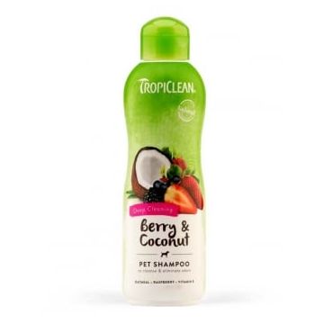 Sampon TropiClean Zmeura si Cocos, 355 ml