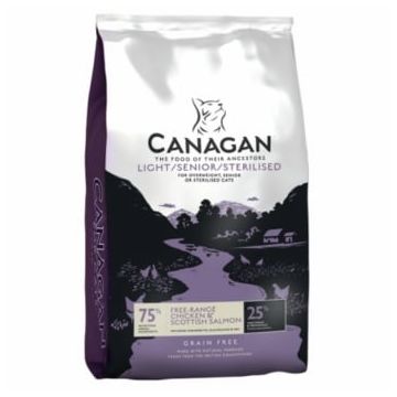CANAGAN Light Senior & Sterilised, Pui, hrană uscată fără cereale pisici sterilizate senior, obezitate, 4kg