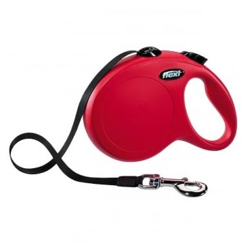 FLEXI Classic L Cord, lesă retractabilă câini, 50kg, bandă, 5m, roșu