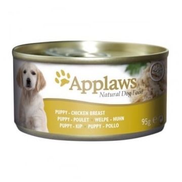 APPLAWS Junior, Pui și Vită, conservă hrană umedă câini Junior, (în sos), 95g