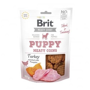 BRIT Jerky Puppy Turkey Meaty Coins, recompense câini junior, Banuti Rondele carne Curcan, 80g