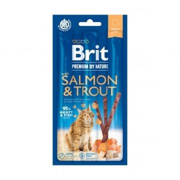 BRIT Premium By Nature, recompense fără cereale pisici, batoane, Somon și Păstrăv, 3buc