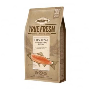 CARNILOVE True Fresh Adult S-XL, Pește proaspăt cu năut și mere, hrană uscată fără cereale câini, 4kg