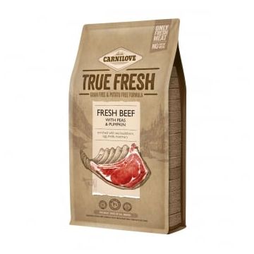 CARNILOVE True Fresh Adult S-XL, Vită proaspătă cu mazăre și dovleac, hrană uscată fără cereale câini, 1.4kg