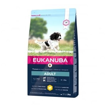 EUKANUBA Basic Adult M, Pui, hrană uscată câini, 2kg