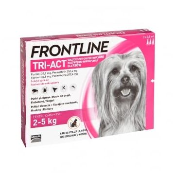 FRONTLINE Tri-Act, spot-on, soluție antiparazitară, câini 2-5kg, 3 pipete